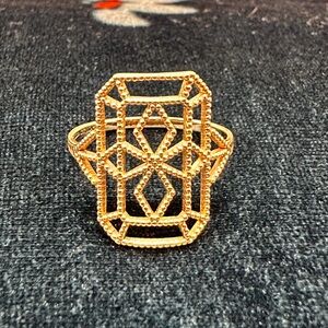 14k “Lace Deco Ring - VIII” Intricate Gold Geometric Ring by Grace Lee